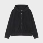 Double Layer Waffle Black Zip Hoodie