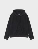 Double Layer Waffle Black Zip Hoodie