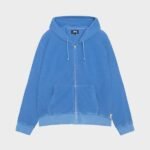 Double Layer Waffle Blue Zip Hoodie