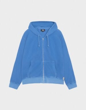 Double Layer Waffle Blue Zip Hoodie