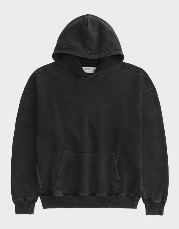 hollister-boxy-washed-black-hoodie.jpg Hollister Boxy Washed Black Hoodie - Image 1