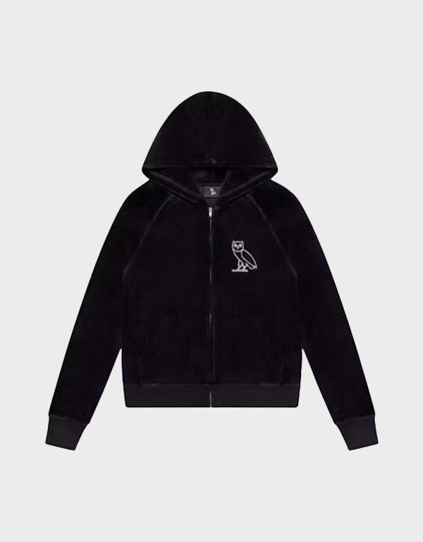 ovo-x-rhinestone-crystal-velour-hoodie.jpg OVO x Rhinestone Crystal Velour Hoodie - Image 1