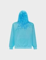 Sp5der Heavy Web Cyan Hoodie - Image 2