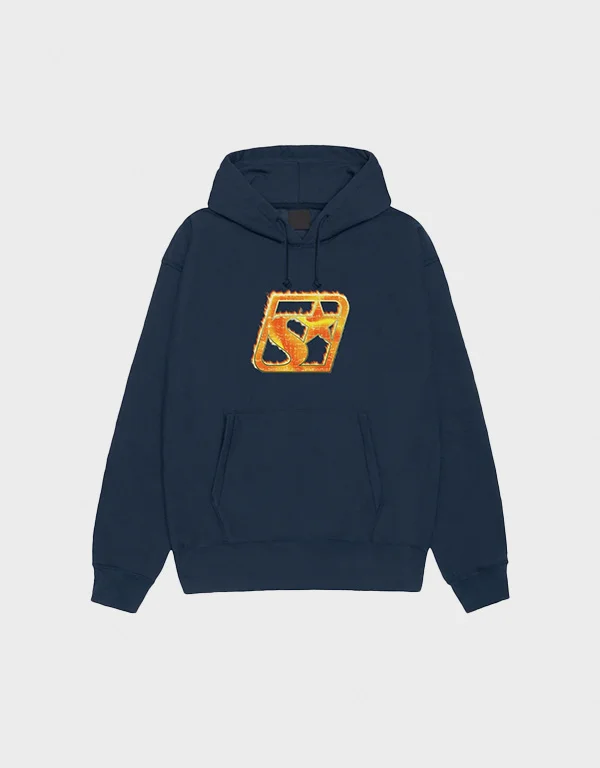 stussy-blaze-navy-hoodie.webp Stussy Navy Blaze Hoodie - Image 1