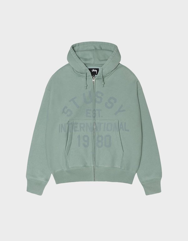 stussy-established-zip-grey-green-hoodie.jpg Stussy Established Zip Grey Green Hoodie - Image 1