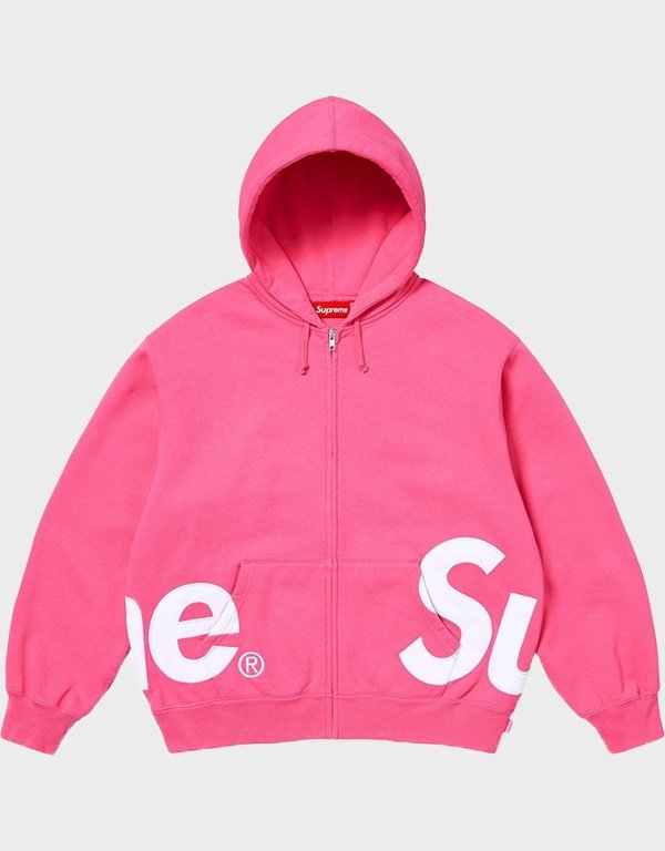 supreme-big-logo-zip-up-magenta-hoodie.jpg Supreme Big Logo Zip Up Magenta Hoodie - Image 1